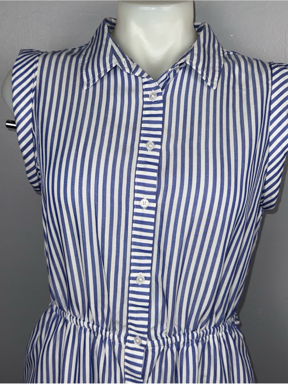 Banana Republic Classic Shirt Dress Womens 6 Blue White Stripe Nautical *READ - Picture 3 of 13